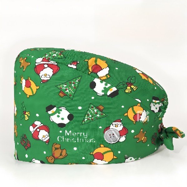 Christmas Printed 100% Cotton Scrub Cap | Hospital-Grade for Healthcare Teams