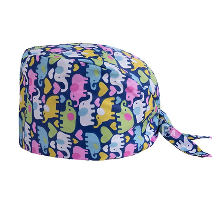 elephant-print-tie-back-scrub-cap 1