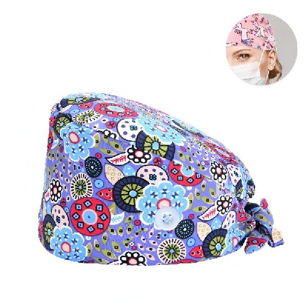 Floral Printed 100% Cotton Scrub Cap | Hospital-Grade for Healthcare Teams