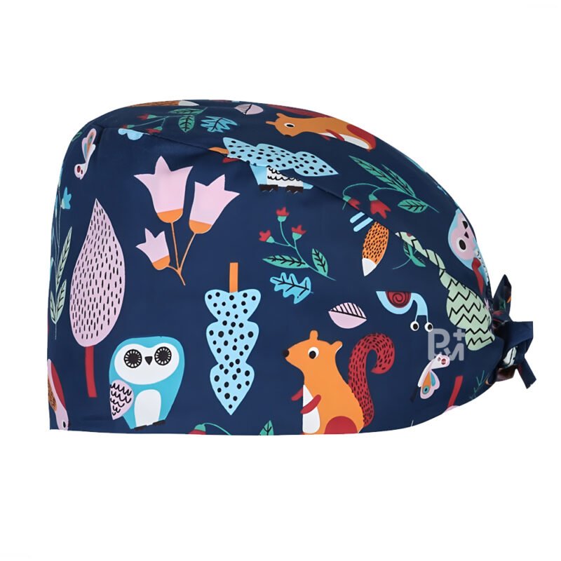Cartoon Print Tie Back Scrub Cap - Magical Adjustable for Healthcare