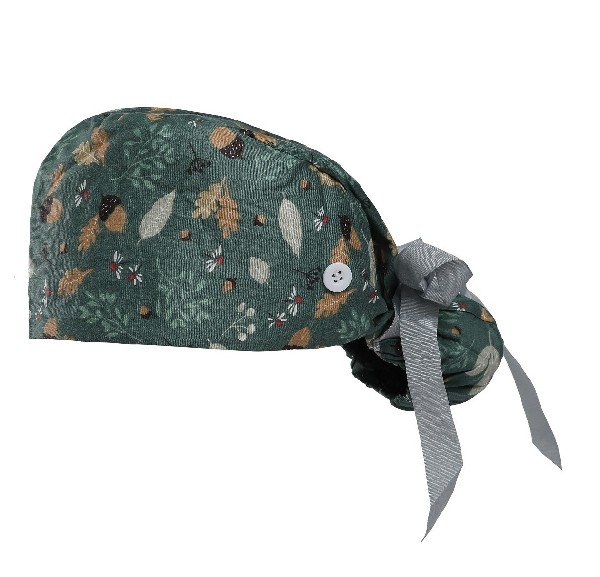 Cute Cartoon Animal-Patterned Ponytail Scrub Cap – Hair-Friendly Comfort for Healthcare Beauty Catering Cleaning Staff