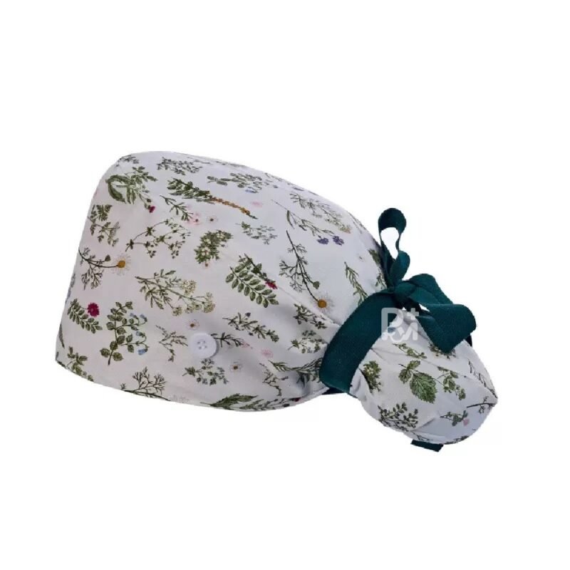 Floral-Patterned Ponytail Scrub Cap – Hair-Friendly Comfort for Healthcare Beauty Catering Cleaning Staff | Custom Professional Gifts