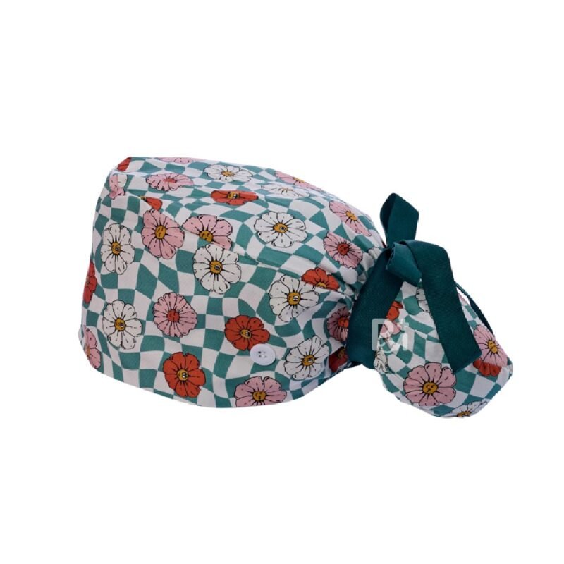 Floral-Patterned Ponytail Scrub Cap – Hair-Friendly Comfort for Healthcare Beauty Catering Cleaning Staff | Custom Professional Gifts