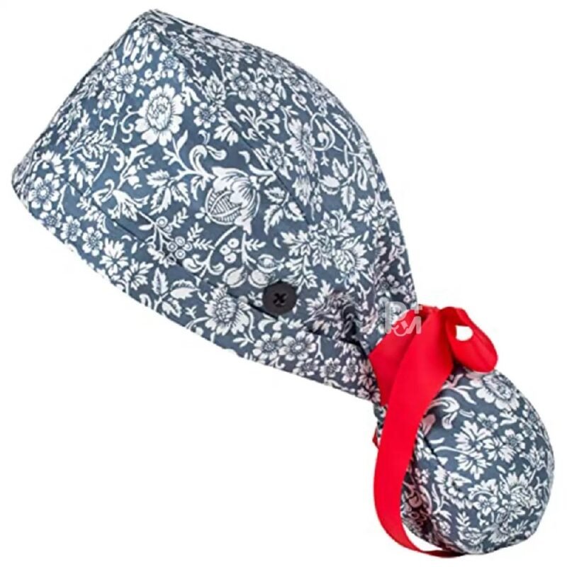 Floral-Patterned Ponytail Scrub Cap – Hair-Friendly Comfort for Healthcare Beauty Catering Cleaning Staff | Custom Professional Gifts