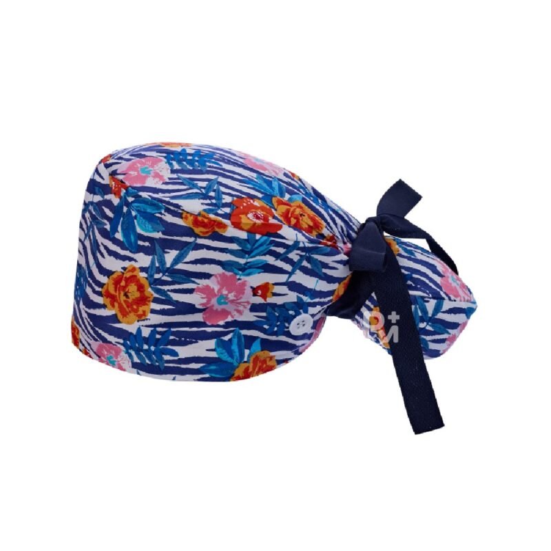 Floral-Patterned Ponytail Scrub Cap – Hair-Friendly Comfort for Healthcare Beauty Catering Cleaning Staff | Custom Professional Gifts