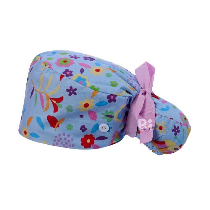 Floral-Patterned Ponytail Scrub Cap – Hair-Friendly Comfort for Healthcare Beauty Catering Cleaning Staff | Custom Professional Gifts