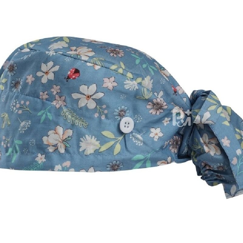 Floral-Patterned Ponytail Scrub Cap – Hair-Friendly Comfort for Healthcare Beauty Catering Cleaning Staff | Custom Professional Gifts
