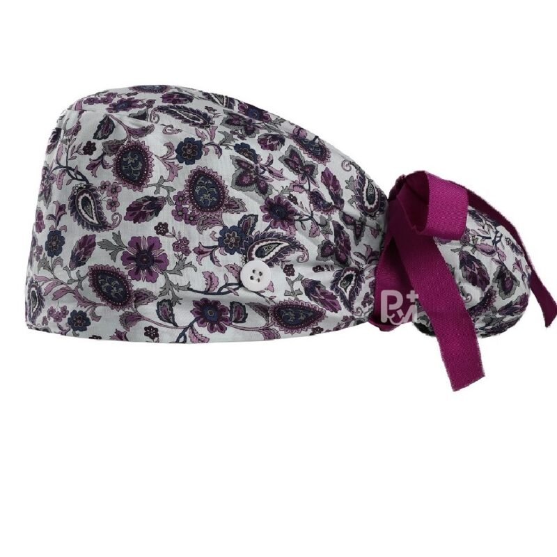 Floral-Patterned Ponytail Scrub Cap – Hair-Friendly Comfort for Healthcare Beauty Catering Cleaning Staff | Custom Professional Gifts