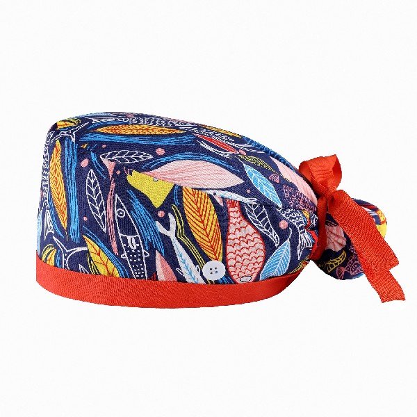Floral-Patterned Ponytail Scrub Cap – Hair-Friendly Comfort for Healthcare Beauty Catering Cleaning Staff | Custom Professional Gifts