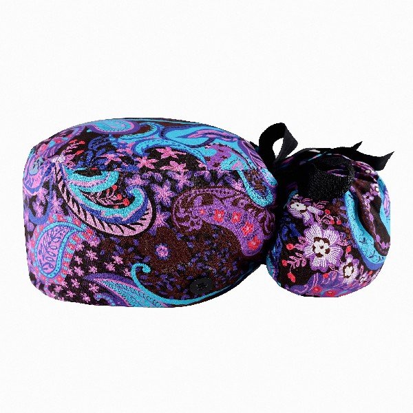 Floral-Patterned Ponytail Scrub Cap – Hair-Friendly Comfort for Healthcare Beauty Catering Cleaning Staff | Custom Professional Gifts