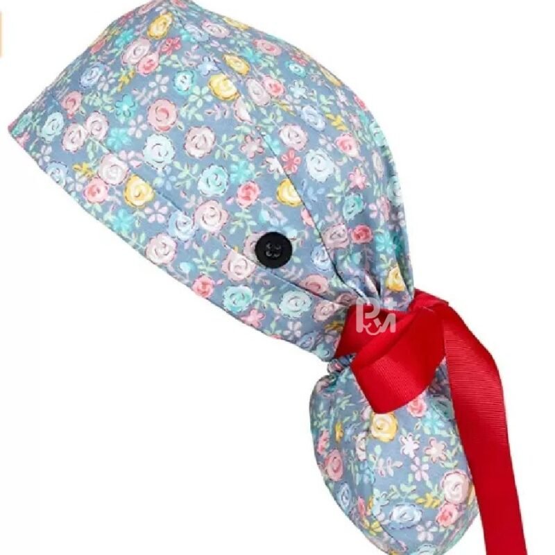 Floral-Patterned Ponytail Scrub Cap – Hair-Friendly Comfort for Healthcare Beauty Catering Cleaning Staff | Custom Professional Gifts