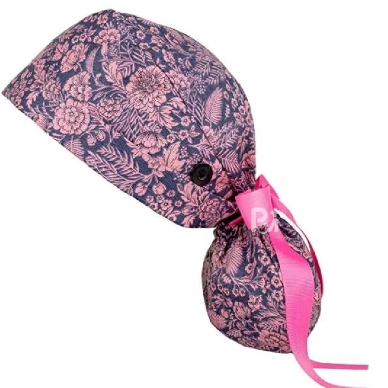 Floral-Patterned Ponytail Scrub Cap – Hair-Friendly Comfort for Healthcare Beauty Catering Cleaning Staff | Custom Professional Gifts