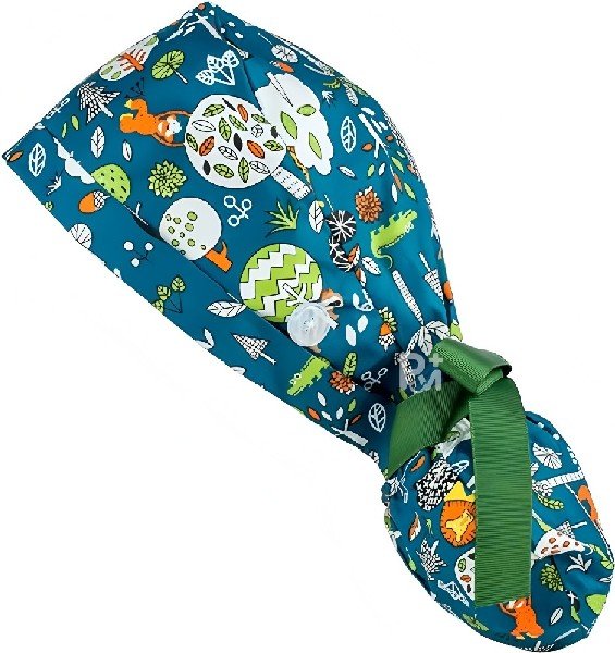Floral-Patterned Ponytail Scrub Cap – Hair-Friendly Comfort for Healthcare Beauty Catering Cleaning Staff | Custom Professional Gifts