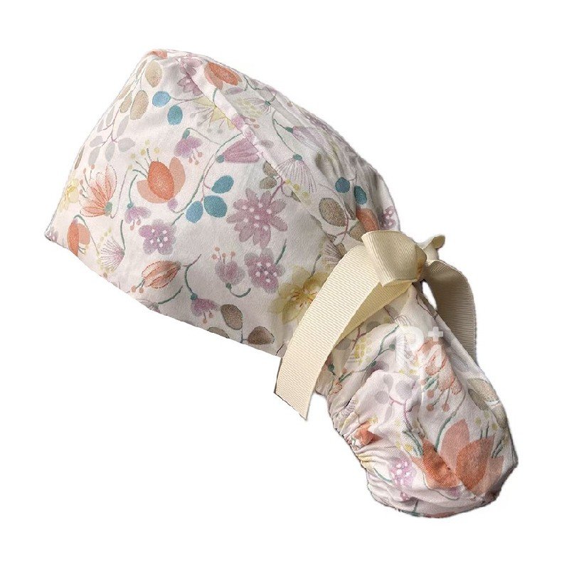 Floral-Patterned Ponytail Scrub Cap – Hair-Friendly Comfort for Healthcare Beauty Catering Cleaning Staff | Custom Professional Gifts