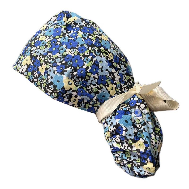 Floral-Patterned Ponytail Scrub Cap – Hair-Friendly Comfort for Healthcare Beauty Catering Cleaning Staff | Custom Professional Gifts