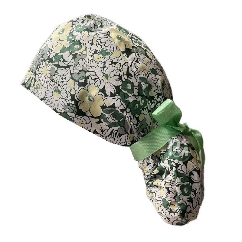 Floral-Patterned Ponytail Scrub Cap – Hair-Friendly Comfort for Healthcare Beauty Catering Cleaning Staff | Custom Professional Gifts