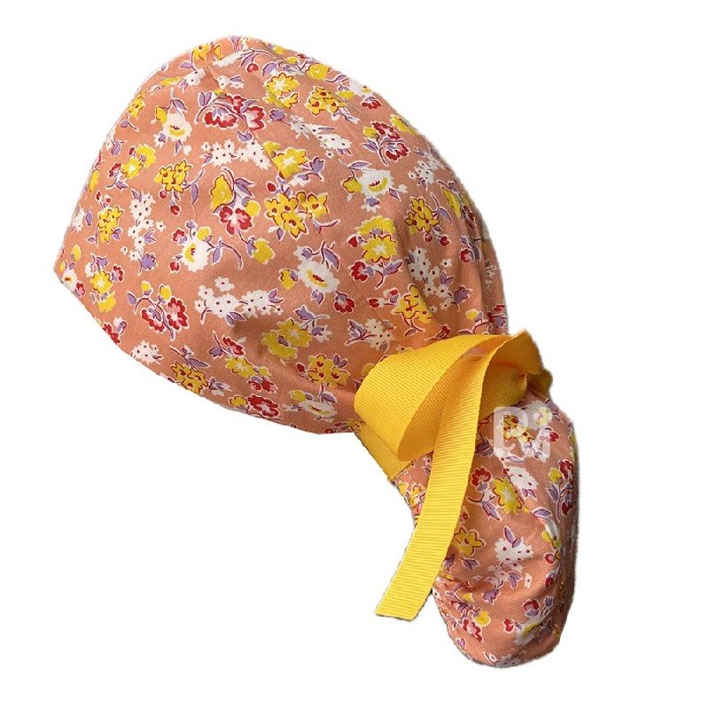 Floral-Patterned Ponytail Scrub Cap – Hair-Friendly Comfort for Healthcare Beauty Catering Cleaning Staff | Custom Professional Gifts
