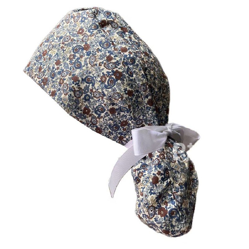 Floral-Patterned Ponytail Scrub Cap – Hair-Friendly Comfort for Healthcare Beauty Catering Cleaning Staff | Custom Professional Gifts