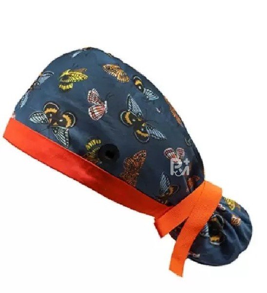 Butterfly-Patterned Ponytail Scrub Cap – Hair-Friendly Comfort for Healthcare Beauty Catering Cleaning Staff