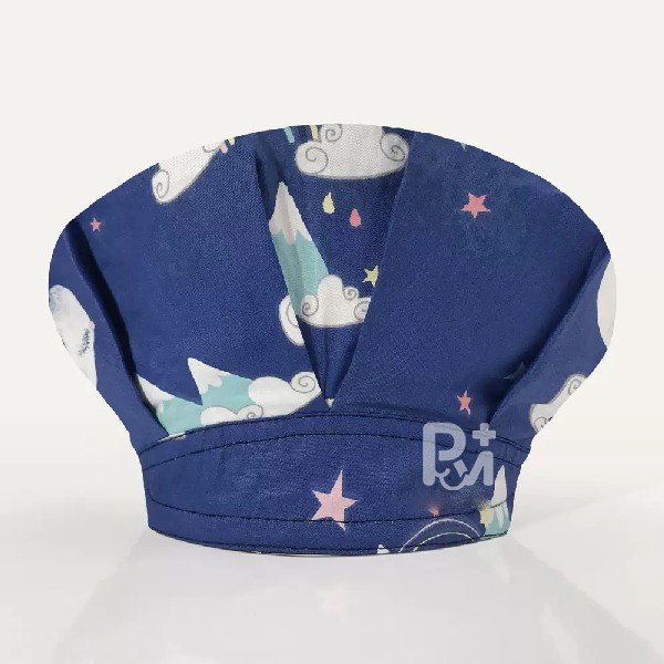 Cartoon Print Bouffant Scrub Caps Unisex with Buttons & Sweatband