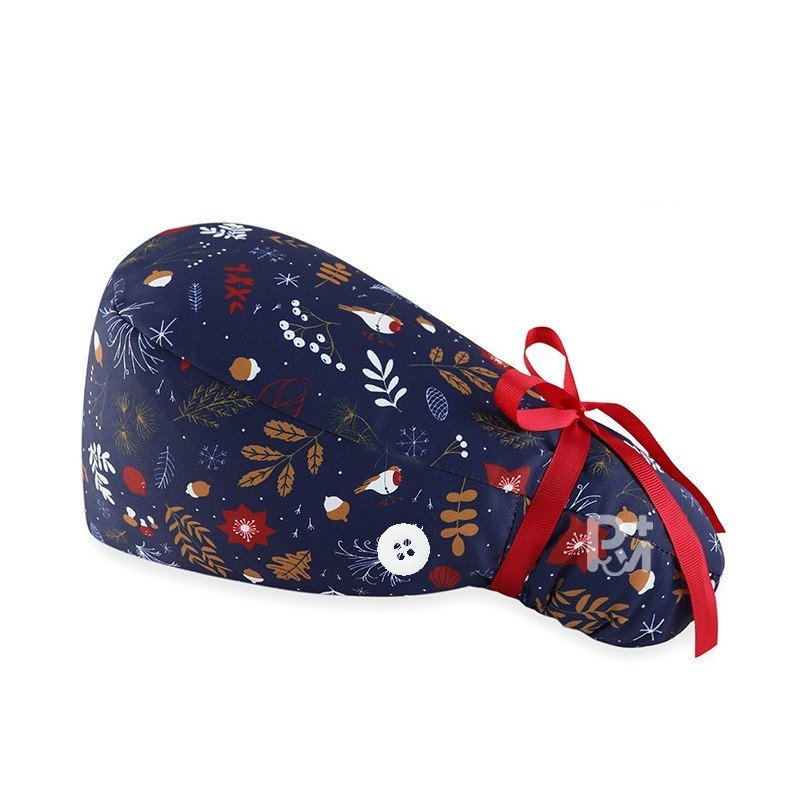 Floral-Patterned Ponytail Scrub Cap – Hair-Friendly Comfort for Healthcare Beauty Catering Cleaning Staff | Custom Professional Gifts