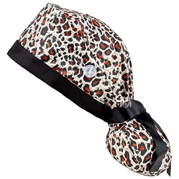 Leopard-Patterned Ponytail Scrub Cap – Hair-Friendly Comfort for Healthcare Beauty Catering Cleaning Staff