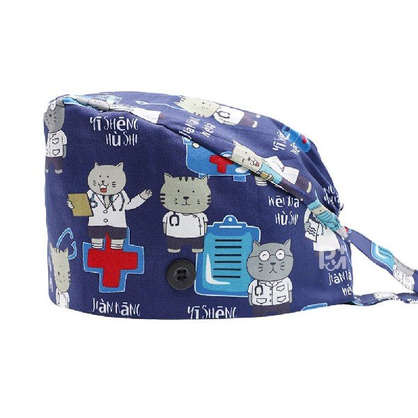 Pet Pattern 100% Cotton Scrub Cap | Unisex Hospital-Grade for Healthcare & Veterinary Teams