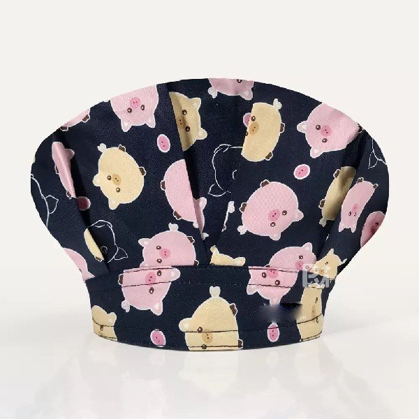 Cartoon Print Bouffant Scrub Caps Unisex with Buttons & Sweatband