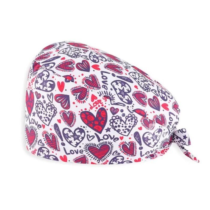 valentines-tie back-scrub-cap 1