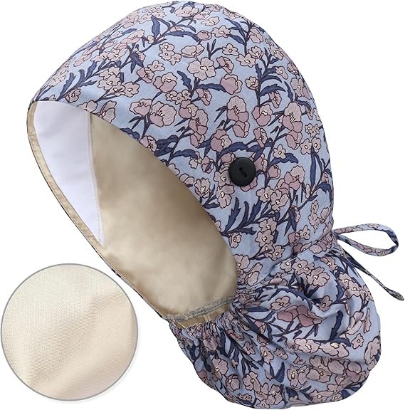 Floral-Patterned Ponytail Scrub Cap – Hair-Friendly Comfort for Healthcare Beauty Catering Cleaning Staff | Custom Professional Gifts