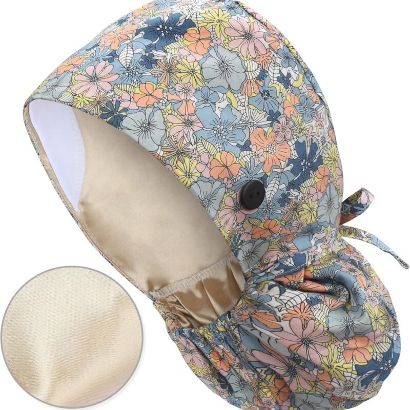 Floral-Patterned Ponytail Scrub Cap – Hair-Friendly Comfort for Healthcare Beauty Catering Cleaning Staff | Custom Professional Gifts