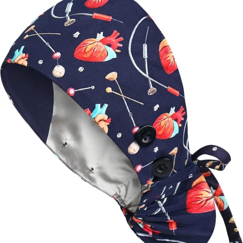 Medical Themed Ponytail Scrub Cap – Professional Comfort for Healthcare Staff
